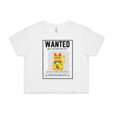 Missing Lucky Cat Crop Top (Black Print) Thumbnail